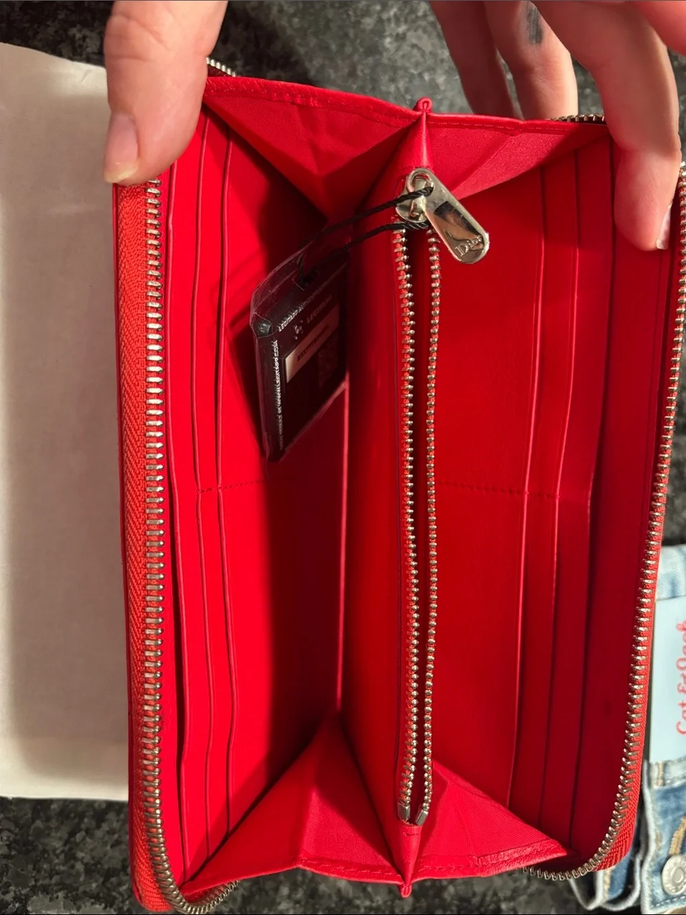 Dior Patent Zip Wallet with Charm